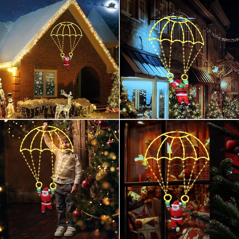 Moxled 85 cm LED Ejtőernyő Fényfüzér Meleg Fehér Akkumulátoros Karácsony - 85cm, warm white