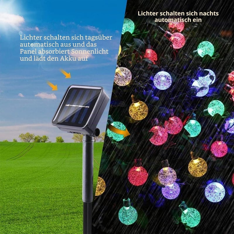 Moxled Napelemes Tündérfények Kerthez 11m 60 LED Vízálló 8 Mód