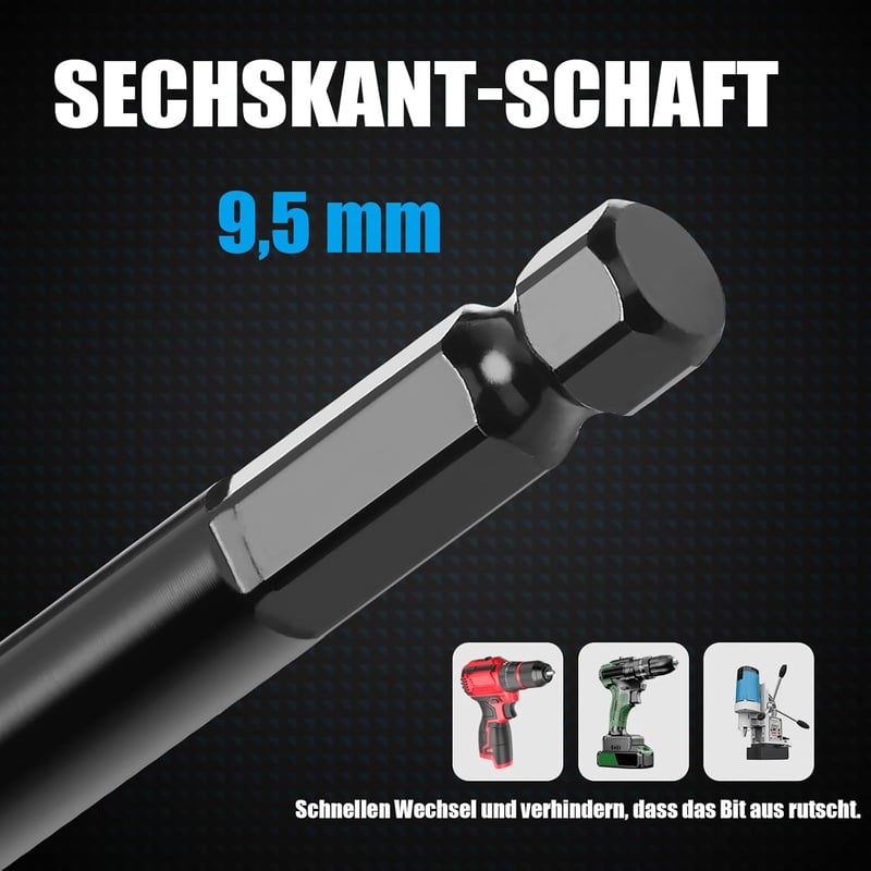 MOXPIFY fa fúró spirál bit 32 x 155 mm központi csúccsal E 9,5 szár puha és kemény fához