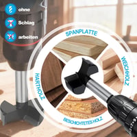 MOXPIFY Forstner fúrófej 60 mm, 93 mm hossz, hatszárú befogással fa mély furatáshoz puha és kemény fához 6