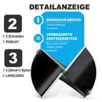 MOXPIFY Forstner fúrófej 60 mm, 93 mm hossz, hatszárú befogással fa mély furatáshoz puha és kemény fához 3