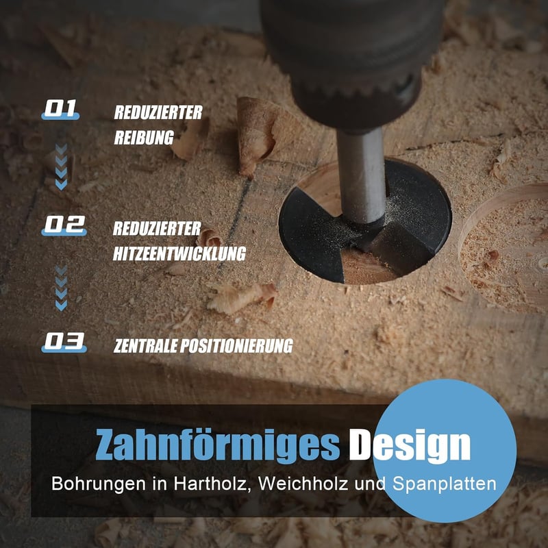 MOXPIFY Forstner fúrófej 18 mm faanyaghoz, 90 mm hosszú, 8 mm hengeres szárú