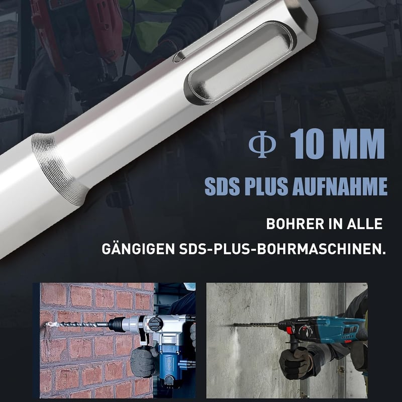 MOXPIFY SDS Plus betonfúró szár 12 x 360 mm, 4 keményfém vágóélű dupla spirál kő beton és természetes kő ütvefúróhoz