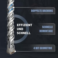 MOXPIFY SDS Plus betonfúró szár 12 x 360 mm, 4 keményfém vágóélű dupla spirál kő beton és természetes kő ütvefúróhoz 5