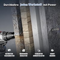 MOXPIFY SDS Plus betonfúró szár 12 x 360 mm, 4 keményfém vágóélű dupla spirál kő beton és természetes kő ütvefúróhoz 3