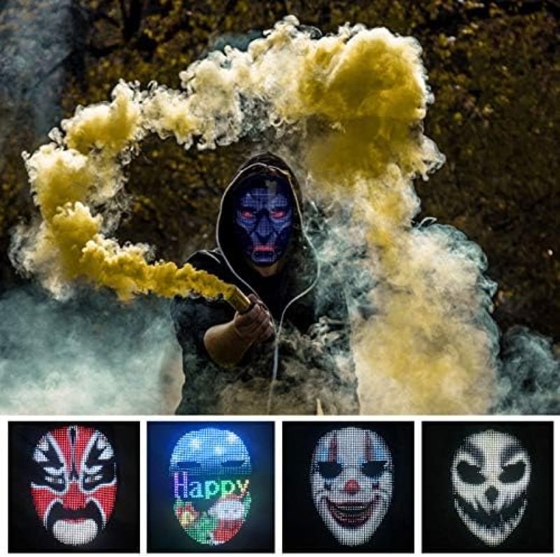 MOYACA LED Maszk Gesztus Érzékeléssel, Világító Halloween Jelmez Cosplay Farsang