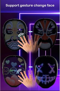 MOYACA LED Maszk Gesztus Érzékeléssel, Világító Halloween Jelmez Cosplay Farsang 5