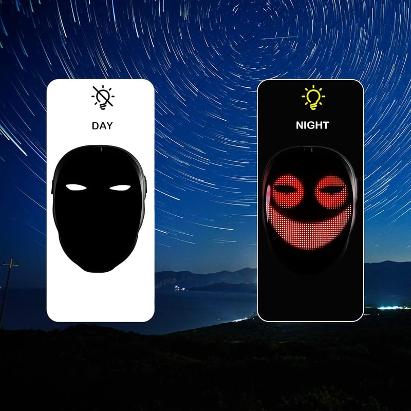MOYACA LED Maszk Gesztus Érzékeléssel, Világító Halloween Jelmez Cosplay Farsang