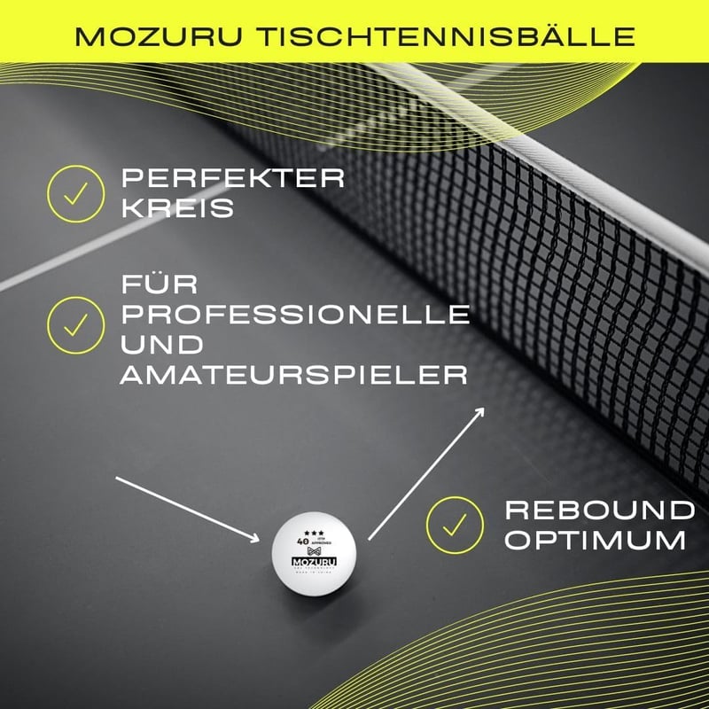 MOZURU 6 db Profi Pingponglabda 3 Csillag ITTF 40+ mm ABS Fehér
