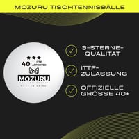 MOZURU 6 db Profi Pingponglabda 3 Csillag ITTF 40+ mm ABS Fehér 3