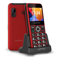 Mobilný telefón pre seniorov myPhone Halo 3 v červenej farbe, s veľkými tlačidlami, SOS tlačidlom, funkciou Bluetooth a nabíjacím stojanom 1