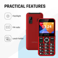 Mobilný telefón pre seniorov myPhone Halo 3 v červenej farbe, s veľkými tlačidlami, SOS tlačidlom, funkciou Bluetooth a nabíjacím stojanom 4