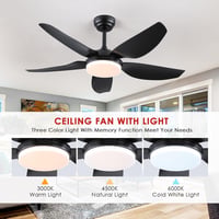 Mpayel 117 cm Mennyezeti Ventilátor Távirányítóval, 5 Lapáttal, 6 Fokozat, Dimmelhető, Fekete 3