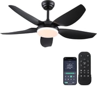 Mpayel 117 cm Mennyezeti Ventilátor Távirányítóval, 5 Lapáttal, 6 Fokozat, Dimmelhető, Fekete 1