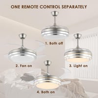 Mpayel Behúzható Mennyezeti Ventilátor LED Világítással - 42" Modern Fém Lámpa Távirányítóval, Csendes DC Motor, Szálcsiszolt Nikkel 4