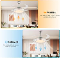 Mpayel Behúzható Mennyezeti Ventilátor LED Világítással - 42" Modern Fém Lámpa Távirányítóval, Csendes DC Motor, Szálcsiszolt Nikkel 3
