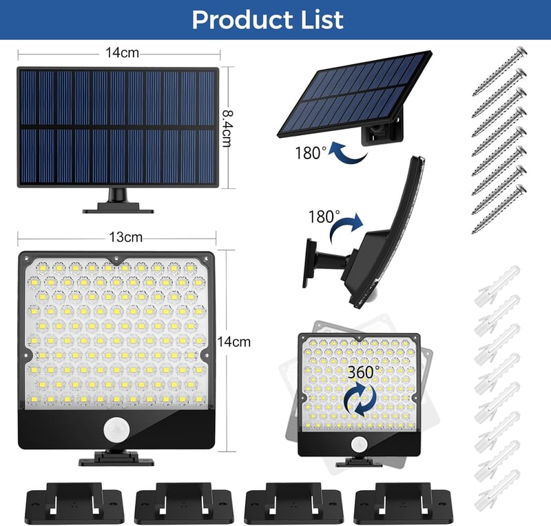 MPJ 105 LED napelemes kültéri lámpa mozgásérzékelővel IP65 vízálló 2db