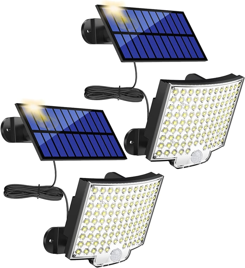 MPJ 106 LED napelemes kültéri fali lámpa mozgásérzékelővel IP65 vízálló 2db