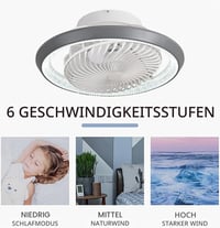 Stropný ventilátor MQW LED so svetlom, neviditeľné lopatky, otáčanie o 360°, stmievateľný 48W, s diaľkovým ovládaním, stropné svietidlo do obývačky, jedálne a spálne 4