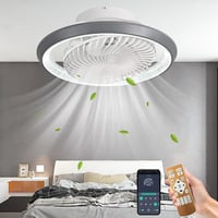 Stropný ventilátor MQW LED so svetlom, neviditeľné lopatky, otáčanie o 360°, stmievateľný 48W, s diaľkovým ovládaním, stropné svietidlo do obývačky, jedálne a spálne 6