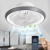 Stropný ventilátor MQW LED so svetlom, neviditeľné lopatky, otáčanie o 360°, stmievateľný 48W, s diaľkovým ovládaním, stropné svietidlo do obývačky, jedálne a spálne 1