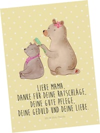 Mr. & Mrs. Panda Sárga Képeslap Mackó Gyerek Motívummal - Anyák Napja Apák Napja Üdvözlőlap Köszönetkártya 1