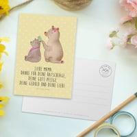 Mr. & Mrs. Panda Sárga Képeslap Mackó Gyerek Motívummal - Anyák Napja Apák Napja Üdvözlőlap Köszönetkártya 3