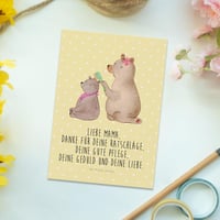 Mr. & Mrs. Panda Sárga Képeslap Mackó Gyerek Motívummal - Anyák Napja Apák Napja Üdvözlőlap Köszönetkártya 2