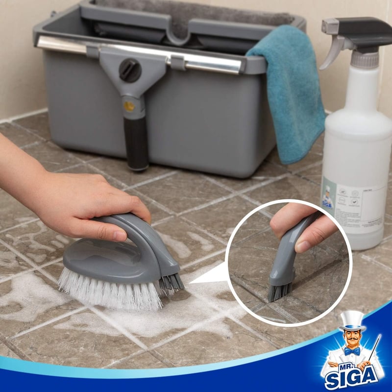 MR.SIGA Háztartási Takarítókészlet 7 Részes - Ablaktisztító Lehúzó, Mikroszálas Törlő, Kefe, Spray Flakon, Tárolódoboz