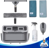 MR.SIGA Háztartási Takarítókészlet 7 Részes - Ablaktisztító Lehúzó, Mikroszálas Törlő, Kefe, Spray Flakon, Tárolódoboz 2