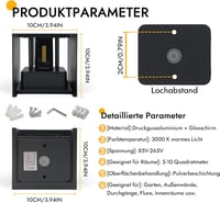 Mr.Sun 12W LED fali lámpa kültéri beltéri IP66 vízálló fekete meleg fehér 3000K - Square 3
