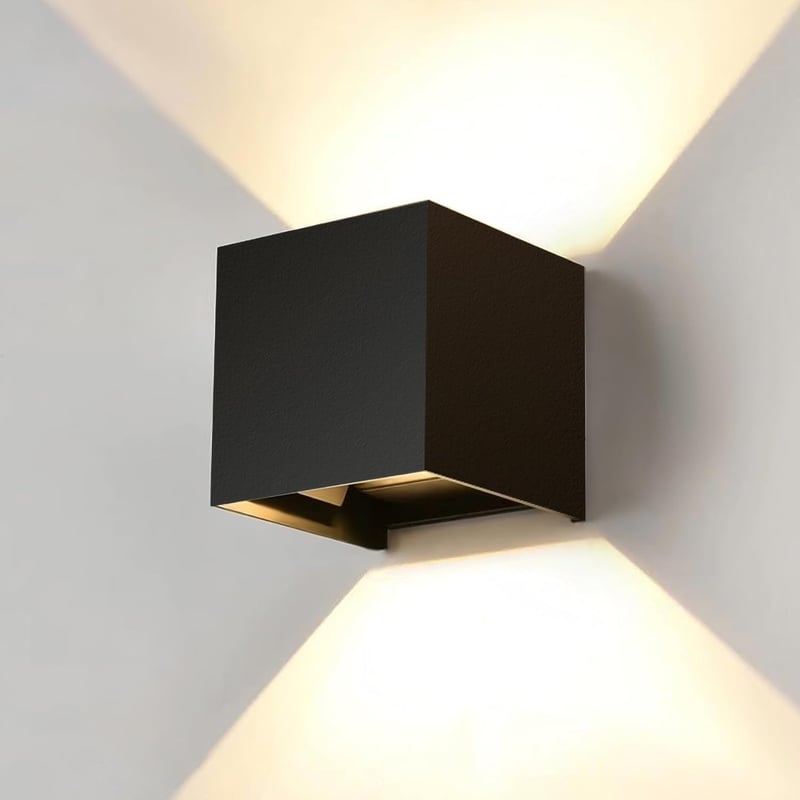 Mr.Sun 12W LED fali lámpa kültéri beltéri IP66 vízálló fekete meleg fehér 3000K - Square