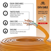 Mr. Tronic 100m Cat 6 Ethernet Hálózati Kábel, Gyors Internet Kapcsolathoz, AWG24, 1 Gbps, 250 MHz, UTP CCA, Narancssárga, Tömeges Kiszerelé 2