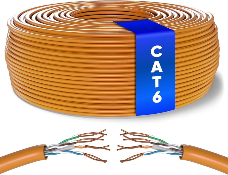 Mr. Tronic 100m Cat 6 Ethernet Hálózati Kábel, Gyors Internet Kapcsolathoz, AWG24, 1 Gbps, 250 MHz, UTP CCA, Narancssárga, Tömeges Kiszerelé