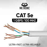 Mr. Tronic 305m Cat 5E Ethernet Hálózati Kábel, Gyors Internet Kapcsolathoz, AWG24, 1 Gbps, 100 MHz, UTP CCA, Szürke LAN Kábel 3