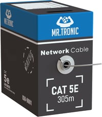 Mr. Tronic 305m Cat 5E Ethernet Hálózati Kábel, Gyors Internet Kapcsolathoz, AWG24, 1 Gbps, 100 MHz, UTP CCA, Szürke LAN Kábel 1