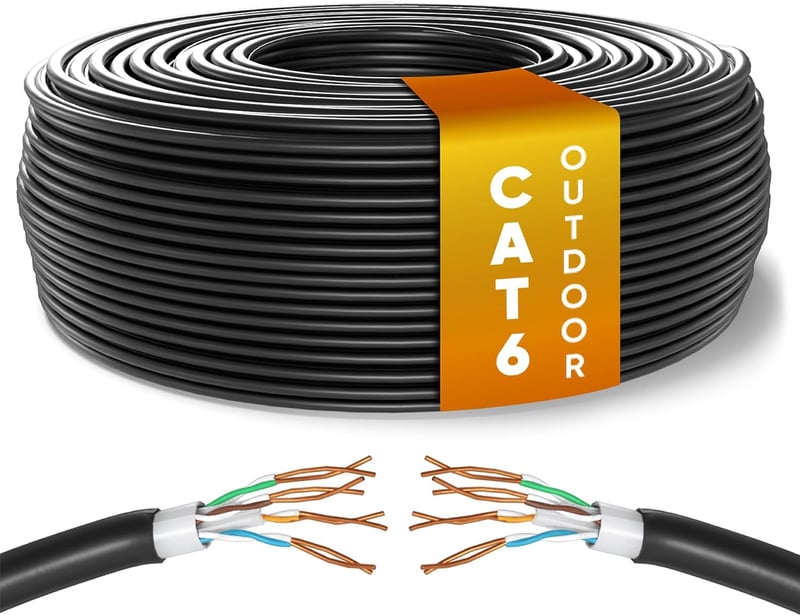 Mr. Tronic 50m Kültéri Vízálló Cat6 Ethernet Hálózati Kábel Fekete