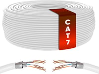 Mr. Tronic Cat 7 Ethernet Kábel 50m - 100% Réz, Nagy Sebességű Hálózati Kábel, SFTP Árnyékolt, RJ45 Csatlakozó Nélkül, Fehér 1