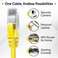Mr. Tronic Cat 7 Ethernet Kábel 50m - Nagysebességű Hálózati Kábel RJ45 Csatlakozóval, SFTP Árnyékolt, 600MHz, Sárga, Kompatibilis PC, Xbox, 7