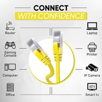 Mr. Tronic Cat 7 Ethernet Kábel 50m - Nagysebességű Hálózati Kábel RJ45 Csatlakozóval, SFTP Árnyékolt, 600MHz, Sárga, Kompatibilis PC, Xbox, 4