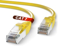 Mr. Tronic Cat 7 Ethernet Kábel 50m - Nagysebességű Hálózati Kábel RJ45 Csatlakozóval, SFTP Árnyékolt, 600MHz, Sárga, Kompatibilis PC, Xbox, 1