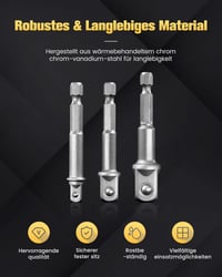 Mr.wintek Dugókulcs Adapter 3 db-os készlet 1/4" 3/8" 1/2" SAE Cr-V fúróhoz 3