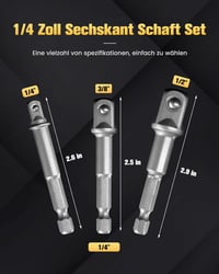Mr.wintek Dugókulcs Adapter 3 db-os készlet 1/4" 3/8" 1/2" SAE Cr-V fúróhoz 2