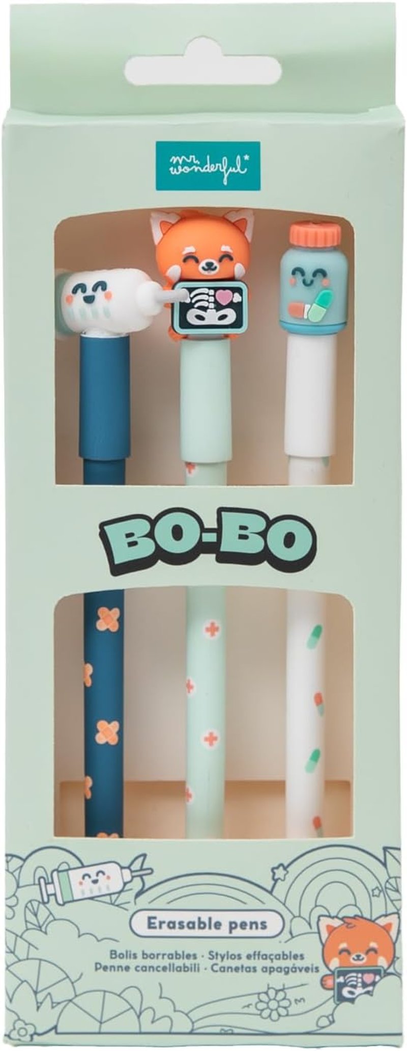 Mr. Wonderful Bo-Bo Radírozható Panda Golyóstoll Kék Tintával 3 Darabos Csomag