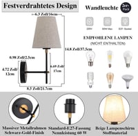 MRHYSWD 2 darabos fali lámpa modern vintage stílusú hálóhoz nappalihoz 7