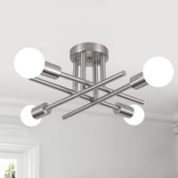 Lampă de tavan vintage industrială MRHYSWD, argintie, cu 4 socluri E27, pentru living, dormitor, bucătărie, hol, fără becuri incluse 1