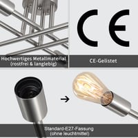 Lampă de tavan vintage industrială MRHYSWD, argintie, cu 4 socluri E27, pentru living, dormitor, bucătărie, hol, fără becuri incluse 7
