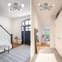 Lampă de tavan vintage industrială MRHYSWD, argintie, cu 4 socluri E27, pentru living, dormitor, bucătărie, hol, fără becuri incluse 5