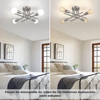 Lampă de tavan vintage industrială MRHYSWD, argintie, cu 4 socluri E27, pentru living, dormitor, bucătărie, hol, fără becuri incluse 2