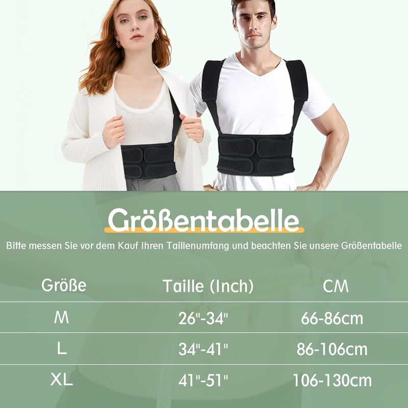 MRLI Hátfeszítő Gerincvédő Tartáskorrekció Férfi Női M Méret Fekete